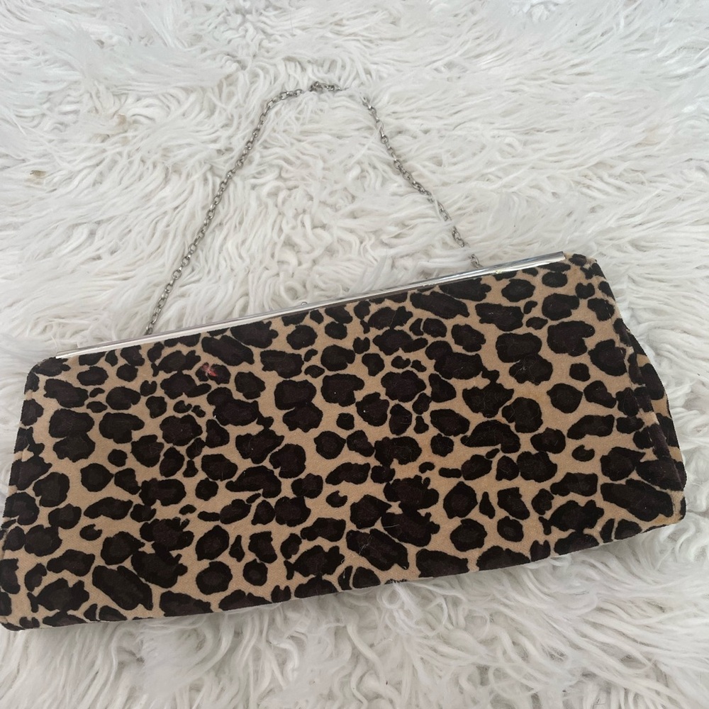 Leopard Print Handbag with Chain Handle